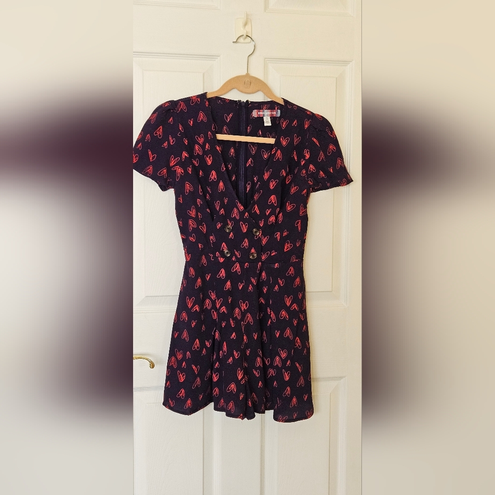 Urban Outfitters Navy Blue and Red Women's Romper (Size: Small)